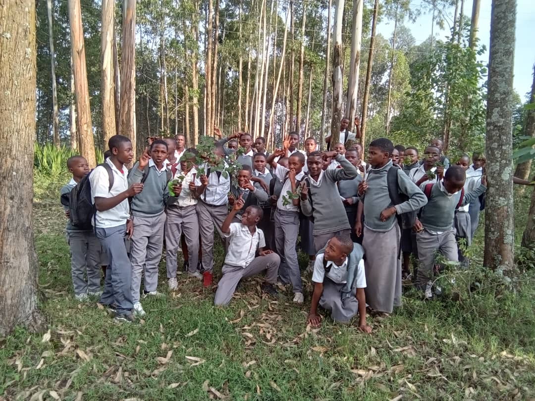 Evergreen students in nature